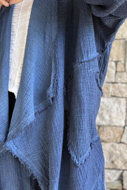 Rustic Nature Bubble Cotton Waterfall Jacket Washed Navy